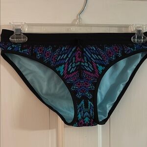 Athleta Black and Blue Patterned Swim Bottoms